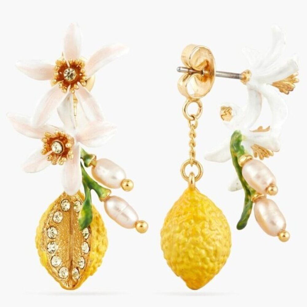 LES NEREIDES Anthropologie Hand Enamelled Lemon Yellow EARRINGS - Picture 5 of 5